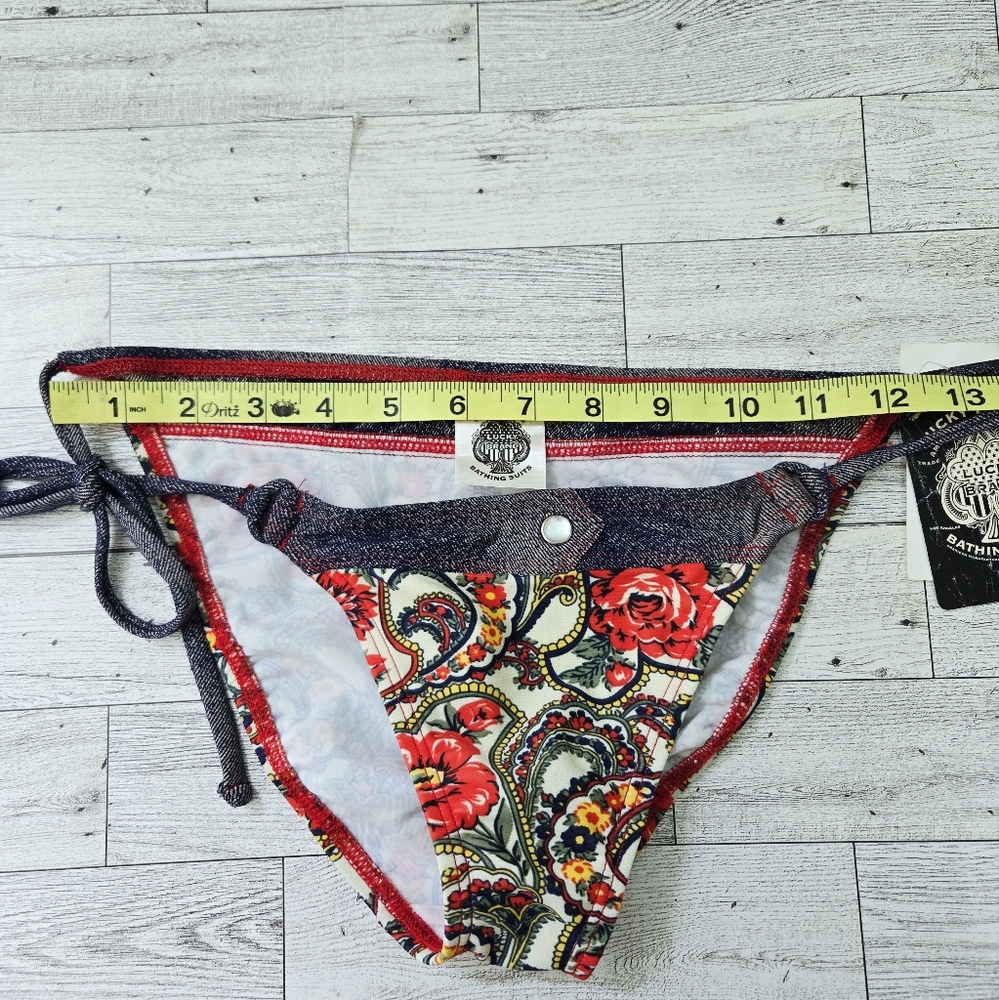 Lucky Brand Floral Paisley Side Tie Hipster Bikini Bottom NEW - Picture 6 of 7